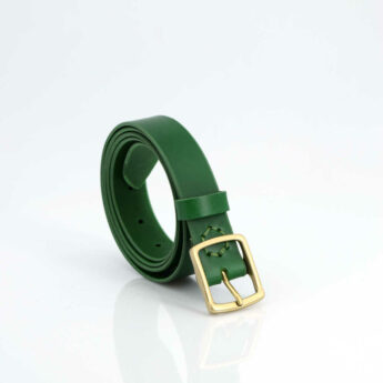 Ceinture verte en cuir, fine, Clara
