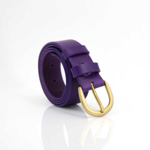 Ceinture en cuir violet "Maryse" - larg. 3,5 cm