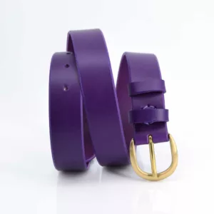 Ceinture en cuir violet "Maryse" - larg. 3,5 cm