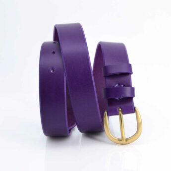 Ceinture en cuir violet "Maryse" - larg. 3,5 cm