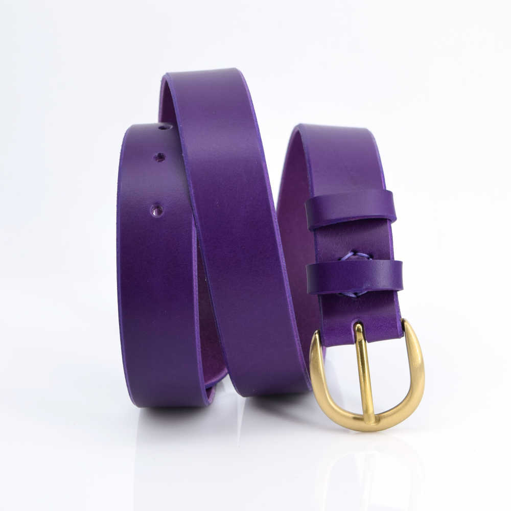 Ceinture en cuir violet « Maryse » – larg. 3,5 cm