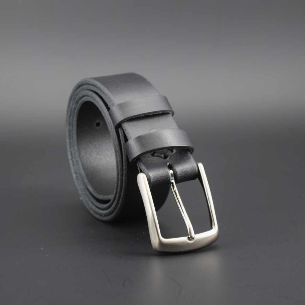 Ceinture pour homme en cuir noir « Roméo » – largeur médium