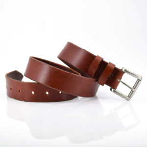 Ceinture en cuir marron fauve à rouleau "Antony" larg. 3,5 cm