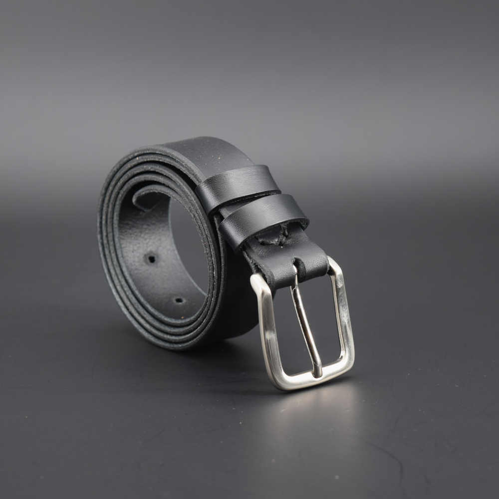 Ceinture fine en cuir noir « Gustave » – larg. 3 cm