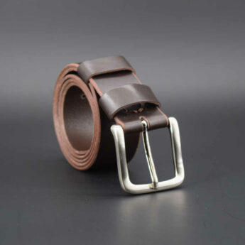 Ceinture large marron foncé en cuir "Hector" - larg. 4 cm