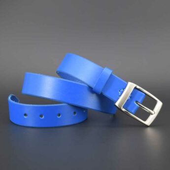 Ceinture en cuir bleu "Ruben" - larg. 3,5 cm