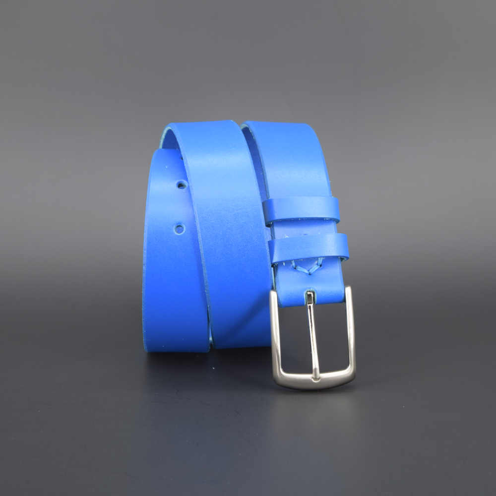 Ceinture en cuir bleu Clair « Titouan » – largeur médium