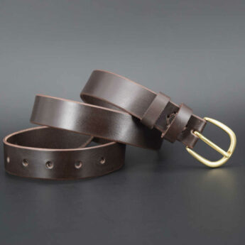 Ceinture fine en cuir marron foncé "Markus" - 3 cm