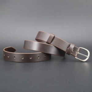 Ceinture fine en cuir marron foncé "Markus" - 3 cm