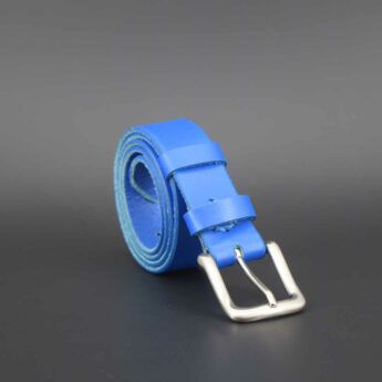 Ceinture fine en cuir bleu "César" - larg. 3 cm