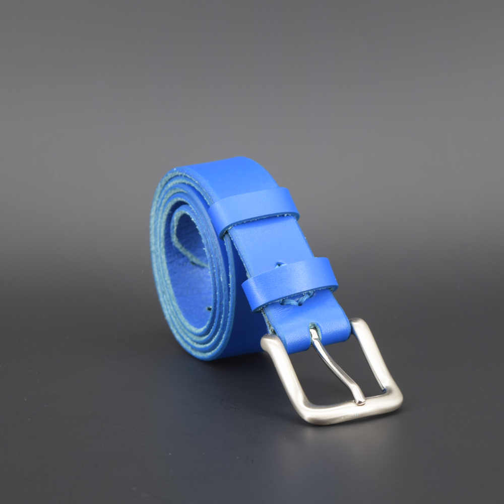 Ceinture fine en cuir bleu « César » – larg. 3 cm