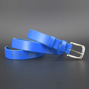 Ceinture fine en cuir bleu "César" - larg. 3 cm