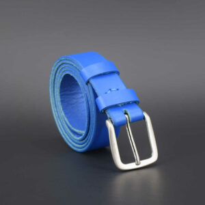 Ceinture fine en cuir bleu "Samy" - larg. 3 cm