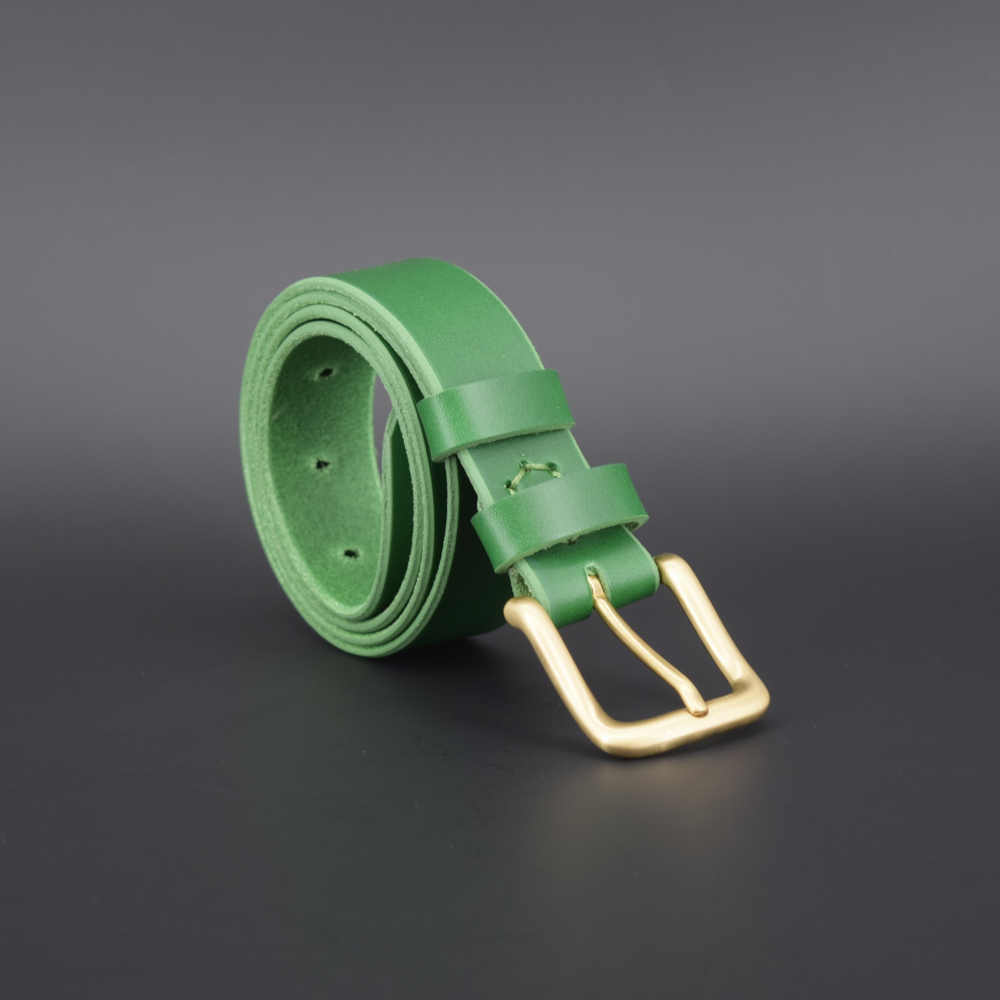 Ceinture fine en cuir vert sapin « Hélène » – larg. 3 cm