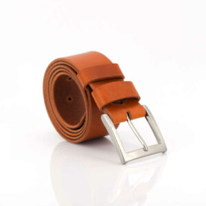 Ceinture homme, large, en cuir marron clair Cognac "Léonard"