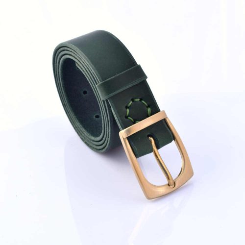 Ceinture verte en cuir "Jannick" - larg. 3,5 cm