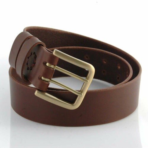 Ceinture Homme Monsieur Elysées En Cuir Vachette - Marron, Plaque Ardillon, Taille 120 Cm, Neuve Avec étiquettes